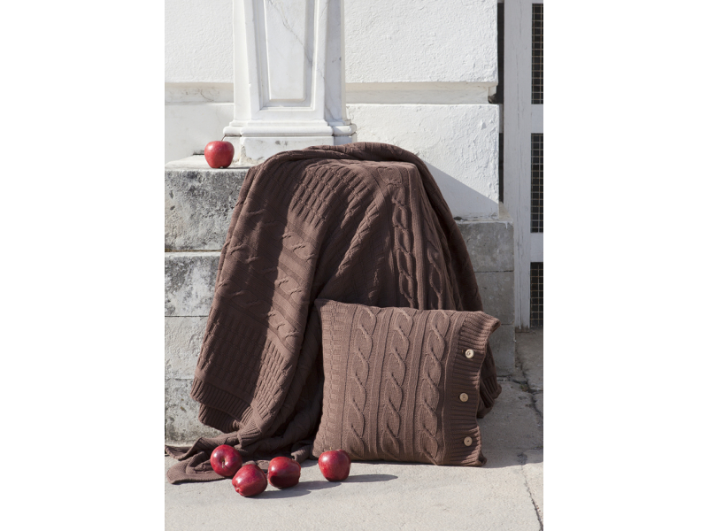 Плед вязаный Luxberry Imperio 233 Хлопок 220x240, коричневая замша