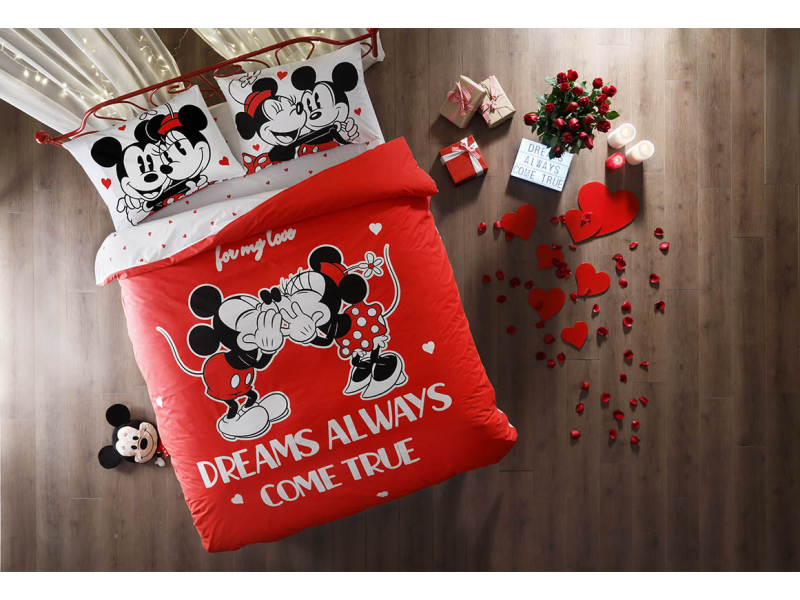 Постельное белье светящееся "TAC" Minnie Mickey Dreams Ранфорс, евро